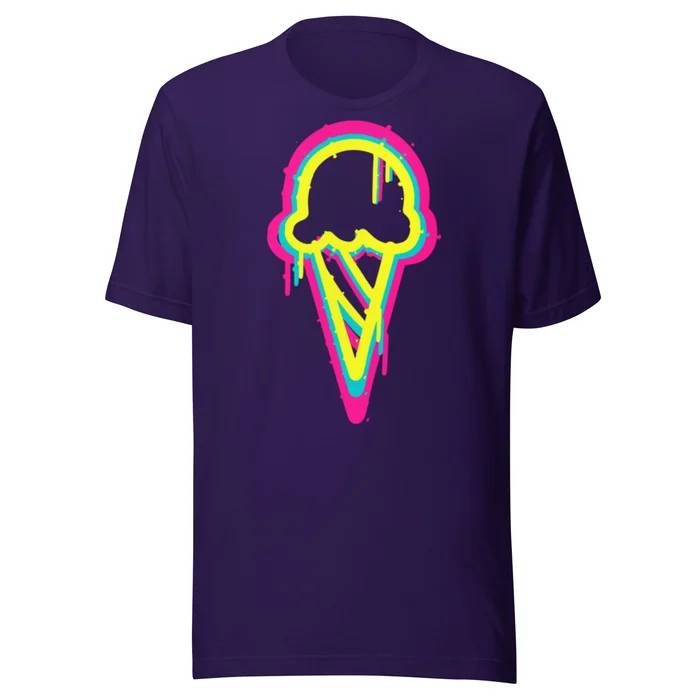 Purple Hilltop T-shirt with a bright neon ice cream cone design
